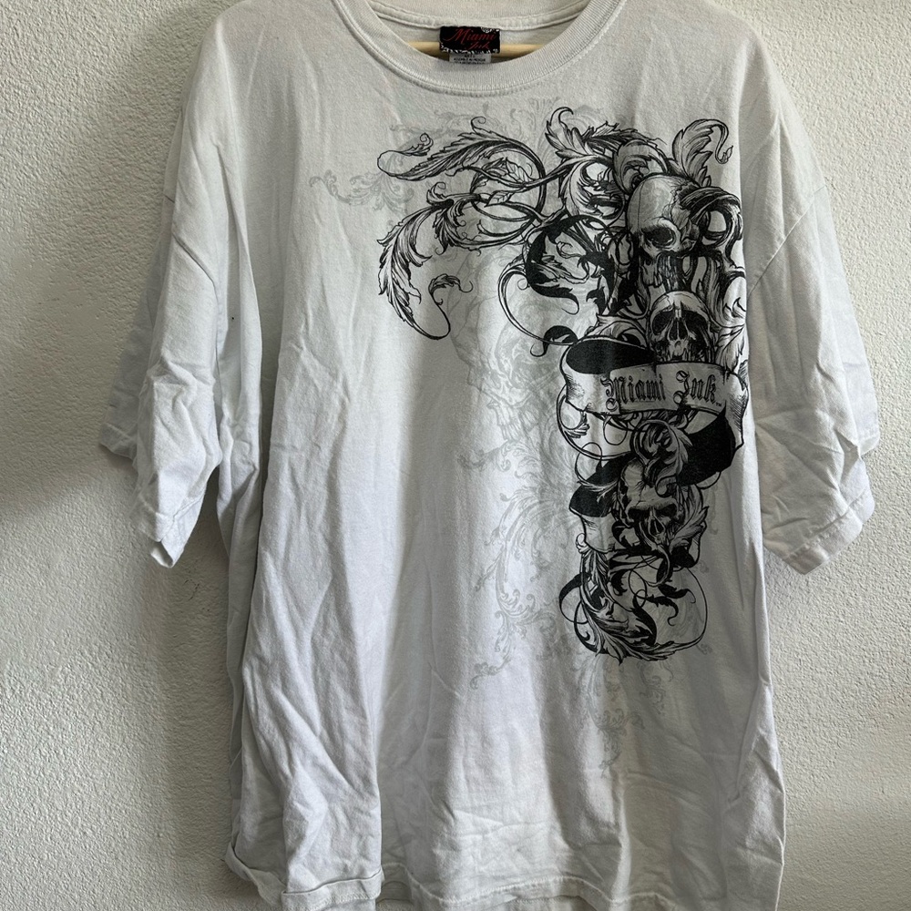 miami ink Y2K White Graphic T-Shirt